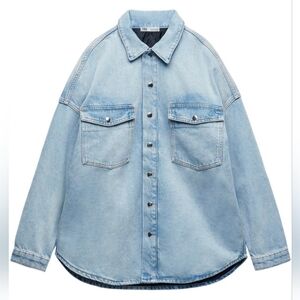ZARA X GOOD AMERICAN ZW DENIM SHACKET, Small